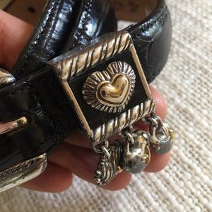 ⏰Black Croc BRIGHTON Belt w/ Charms! NICE!!! L 34